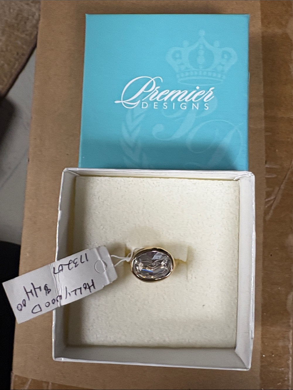 Premier Designs Gold-Tone Ring with Clear Oval Crystal